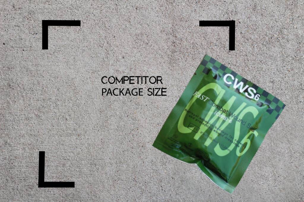 Our Competitor Package Size for our Combat Wound Seal